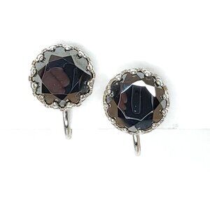 Vintage Marcasite Silverstone Screw Back Earrings 3/8"